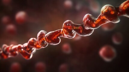 Poster - A close-up view of a cellular structure, resembling a chain of interconnected cells.
