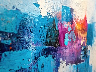 Aufkleber - Abstract painting featuring blue hues in an artistic illustration showcasing a vibrant mural design