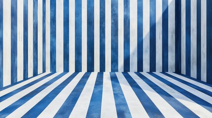 Aufkleber - Artwork featuring wallpaper with blue and white striped patterns