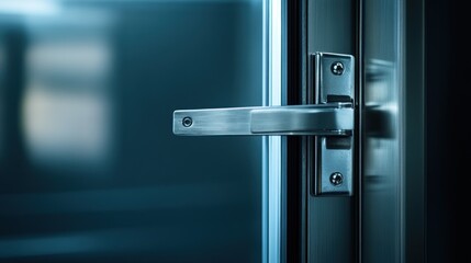 Poster - A close-up of a modern door handle, highlighting sleek design and functionality.