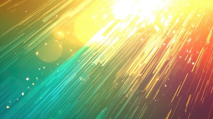 Aufkleber - Abstract Digital Background With Noise Diffusion And Light Overlay Effect In Gold Green And Blue Colors Supernova Effect With Lens Flare And Light Burst Digital Glitch