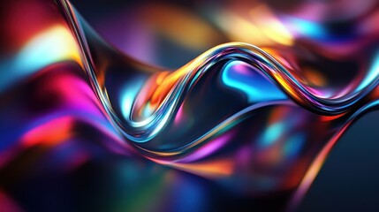 Poster - A vibrant, flowing abstract design with colorful light reflections and smooth curves.