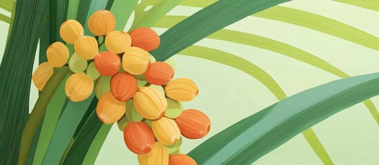 Poster - Close Up Red Fruit Of Foxtail Palm Tree