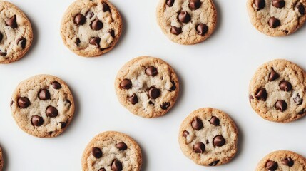 Poster - Chocolate chip cookies on a white background
