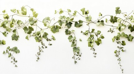 Aufkleber - Artistic depiction of vines on a white backdrop illustrated in a pastel style suitable for photo wallpaper use
