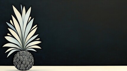 Poster - Black Pineapple on Dark Background Studio Image of Tasty Food Creative Concept Space for Text