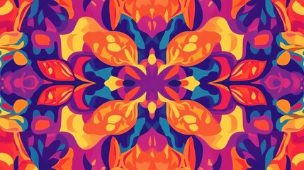 Aufkleber - Abstract kaleidoscope illustration featuring a vibrant psychedelic pattern suitable for fabric wallpaper or carpets