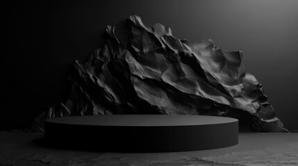 Aufkleber - Abstract branding background featuring a black podium designed for branding presentations 3D rendering illustration