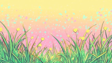 Aufkleber - Abstract Nature Background Featuring a Green Grass Field with Bokeh Light Effects in Spring or Summer
