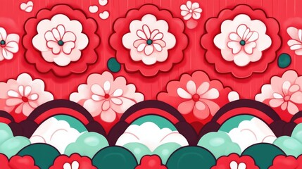 Aufkleber - Chinese Cultural Decorative Pattern in Vibrant Red