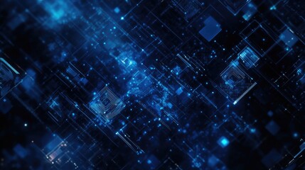 Poster - Abstract dark blue geometric patterns creating a technology themed background ideal for concepts related to science fiction cyberspace big data and artificial intelligence