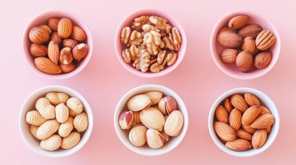 Aufkleber - Assorted Nuts Viewed from Above on Wooden Surface