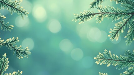 Poster - Close Up Of Conifer Cypress Foliage With Sunny Emerald Green Abstract Bokeh Background Idea For A Natural Healthy Garland Banner With Copy Space Ai Generative