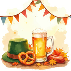 Oktoberfest Celebration: Beer, Pretzel, and Sausage