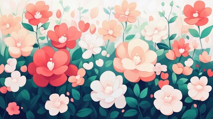 Poster - Blooms in Natural Setting Floral Backdrop Garden Blossoms Nature
