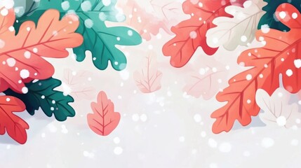 Aufkleber - Close Up of Oak Leaves on Snow