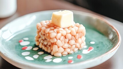Aufkleber - Buckwheat with Butter on a Plate Closeup