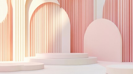 Aufkleber - Abstract pastel geometric shapes background modern minimalist mockup for podium display or showcase 3D rendering