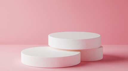 Aufkleber - Abstract white foam circle podium on pink background Template for product presentation 3D render Minimalist design