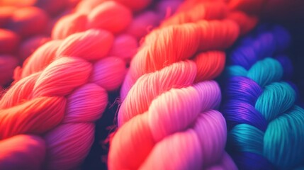 Aufkleber - Close up of soft focused red yarn threads for crafting and knitting projects