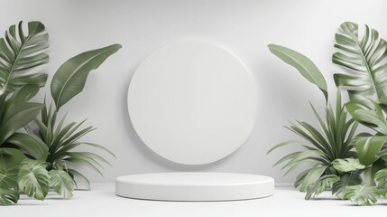 Aufkleber - Abstract 3D background featuring a podium against a white backdrop for product display 3D rendered illustration