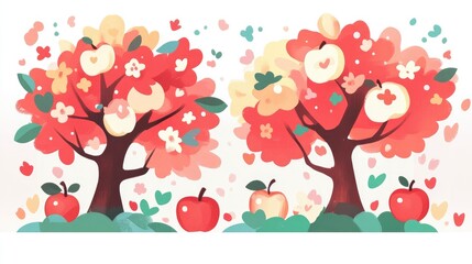 Aufkleber - Autumn Apple Tree Loaded With Fruit