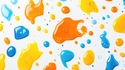 Aufkleber - Abstract pattern of orange blue and yellow droplets on a white background