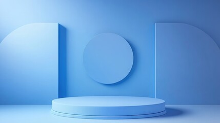 Aufkleber - Blue display stand or podium pedestal with empty backgrounds for advertising purposes 3D rendering