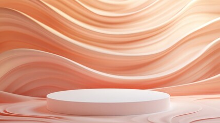 Aufkleber - Abstract wave backdrop featuring a podium designed for product presentation and branding 3D rendering visualization