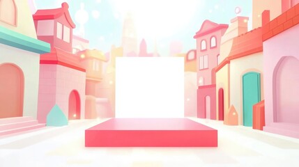 Aufkleber - Abstract White Light Box Background with Rooftop Setting