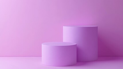 Aufkleber - 3D rendering of a minimal purple double cylinder pedestal for product display on a blank background 3D mockup illustration