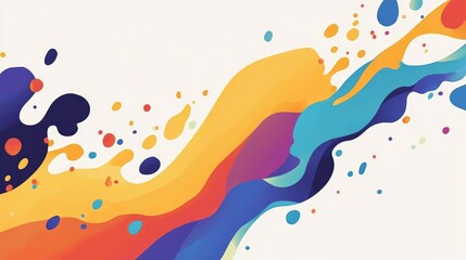 Aufkleber - Ai Generated Liquid Ink Droplets In Water Colorful Powder Cloud Explosion Dynamic Fluid Wave Motion Orange Yellow Purple Blue Green On White Background