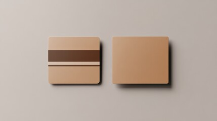 Poster - Blank credit card mockup displaying front and back on a neutral background in realistic 3D rendering Rounded corners template for business card design