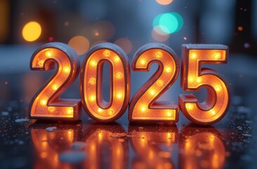 Modern number 2025 happy new year. Premium design for new year celebration.