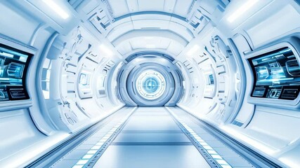 Poster - Futuristic white interior of a laboratory or spaceship
