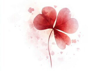 Wall Mural - Symbolic Clover Leaf Design in Romantic Red and White Theme for Valentine's Day Celebration