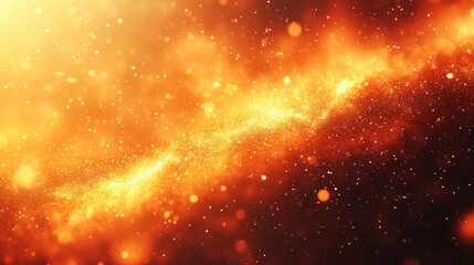 Sticker - Abstract background with a swirling pattern of golden and orange light particles.