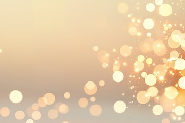 Wall Mural - Warm golden bokeh lights on soft gradient background. Abstract festive atmosphere for holiday, celebration, and greeting card design.