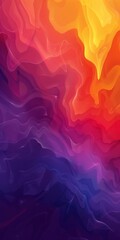 Wall Mural - A colorful, abstract painting with a purple and blue background and a yellow