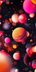 Wall Mural - A colorful image of a planet with many small, colorful balls surrounding it