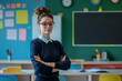 © Di Studio - young teacher in classroom near boarddesk
