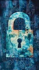 Poster - Artistic watercolor depiction of digital security.