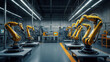 © hsavect1 - Industry 4.0 vision: Robotic arms constructing neural networks in virtual reality, symbolizing advanced AI and cutting-edge manufacturing innovation. Generated ai