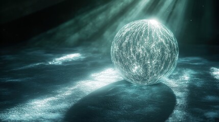 Poster - Glowing, Veined Sphere on a Dark, Textured Surface