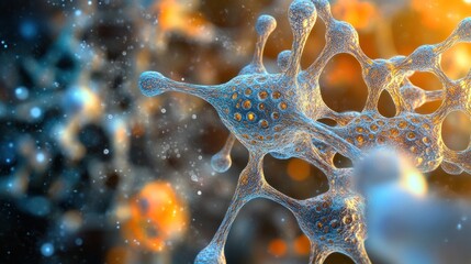 Poster - Abstract representation of microscopic cells with a colorful, intricate design.