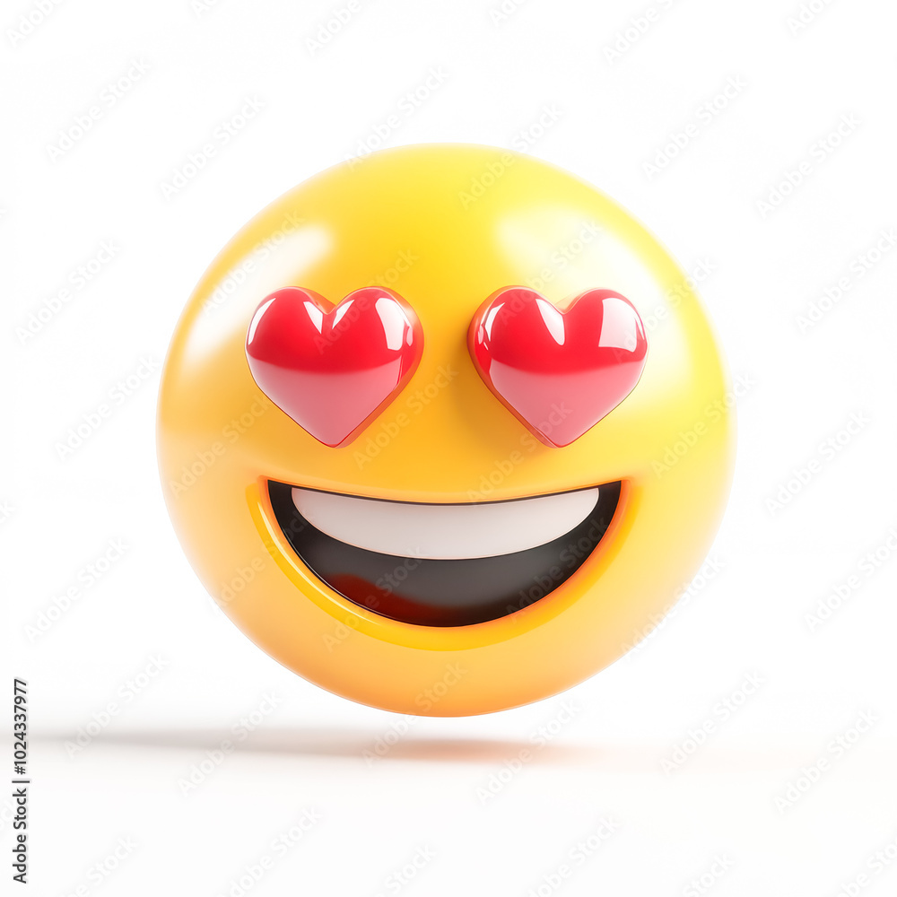 Smiling face with heart-eyes, 3D emoji isolated on white background ...
