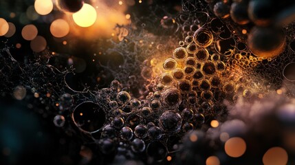 Poster - Abstract representation of bubbles and textures, evoking a sense of depth and complexity.