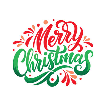  Merry Christmas text calligraphy isolated on white background