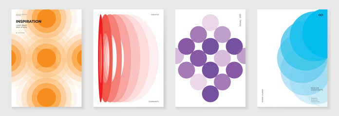 modern gradient poster background vector set. minimalist cover template with vibrant perspective geo