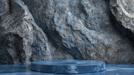 Aufkleber - Blue geometric stone and rock texture background minimalist mockup for podium presentation or display 3D rendering